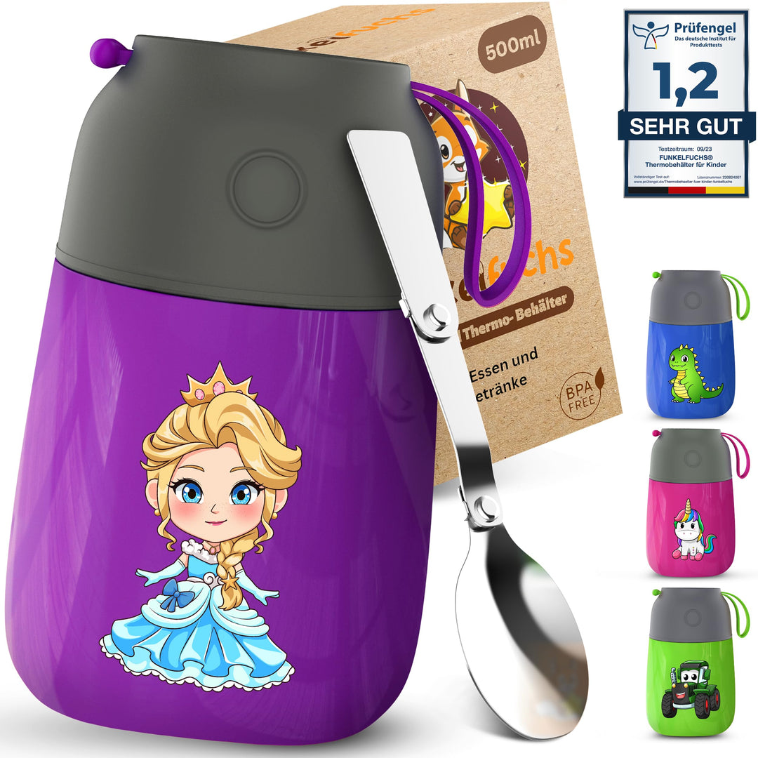 Funkelfuchs Thermobehälter für Essen Kinder – 500ml – 100% auslaufsicher - Warmhaltebehälter Essen E