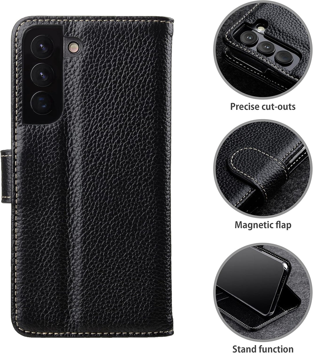 STILGUT Talis kompatibel mit Samsung Galaxy S22 Hülle mit Kartenfach aus Leder, Wallet Case, Lederhü
