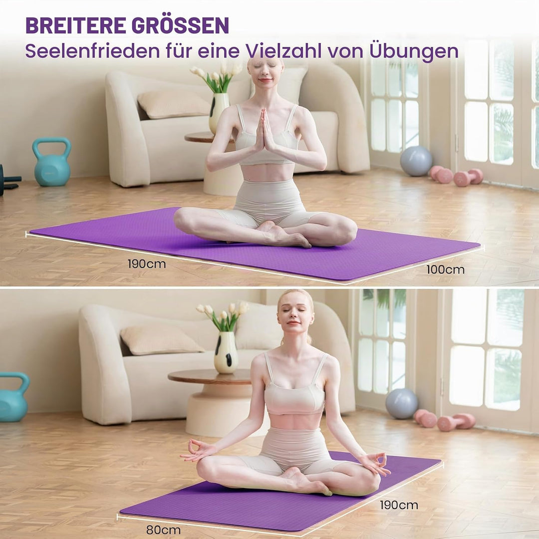 Narwhal Yoga Matte Gross TPE Rutschfest 190x80x0.6cm Yogamatte xxl Sportmatte Gymnastikmatte Trainin
