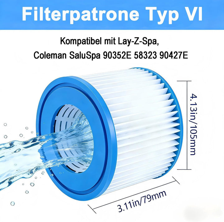 12 Stück Filter für Whirlpool Lay-z-Spa Filter VI für Bestway Whirlpool | Filterkartusche VI für Bes