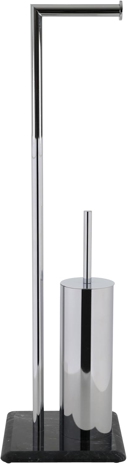 axentia Bad 282260 WC-Garnitur Galant, verchromte Toilettengarnitur, mit Marmor-Bodenplatte, WC-Papi