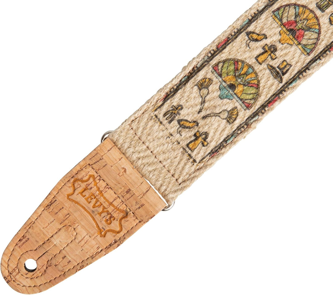 Levy's MH8P-004 Gitarrengurt Natural Hemp Webbing Cork Ends and Pocket 2" - Egyptian Ägyptisch, Ägyp