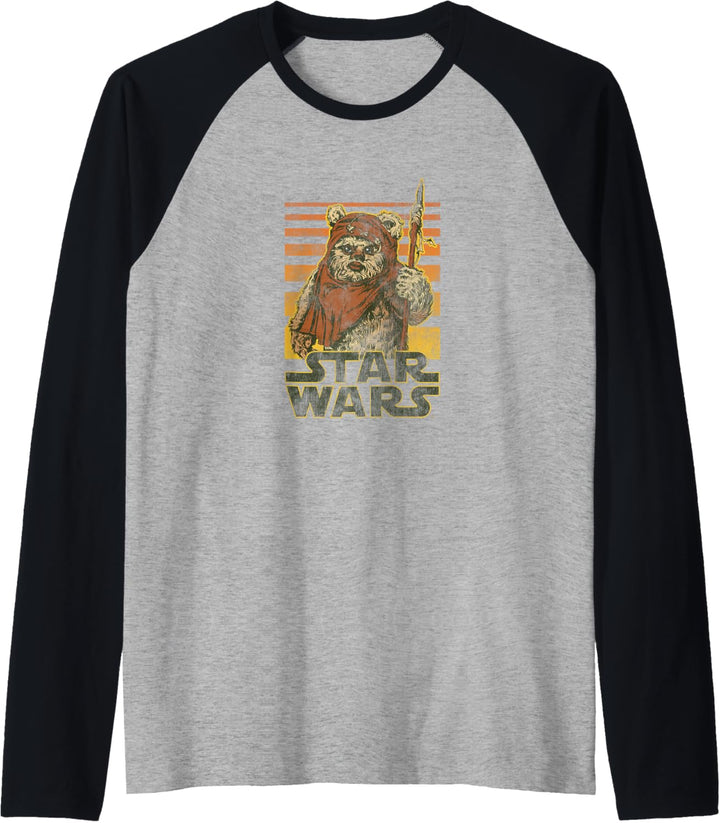 Star Wars Wicket Retro Ewok Sunset Halftone Raglan