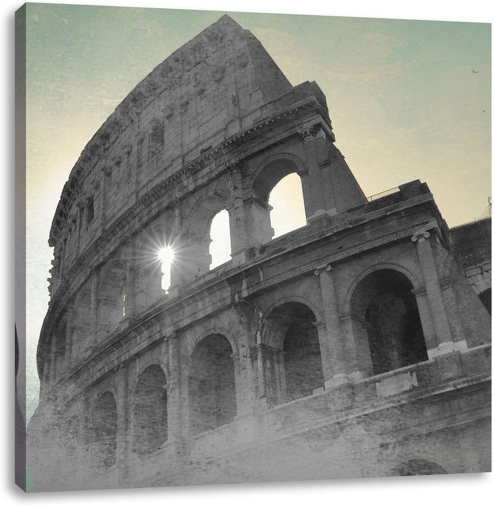Pixxprint antikes Kolosseum in Rom schwarz/weiss, Format: 70x70 als Leinwandbild, 70x70