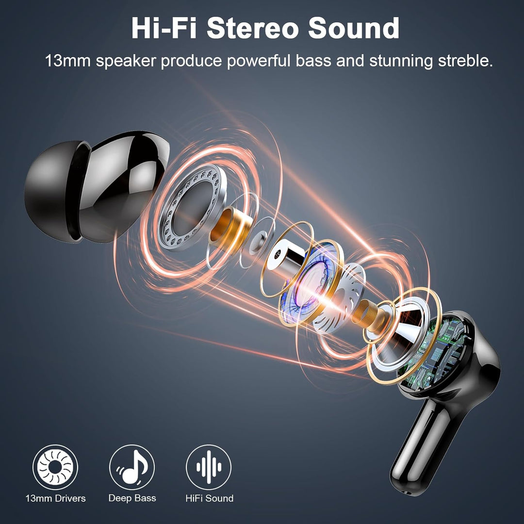 Bluetooth Kopfhörer, 2026 Kopfhörer Kabellos Bluetooth 5.4 HiFi Stereo, 50 Std Spielzeit In Ear Kopf