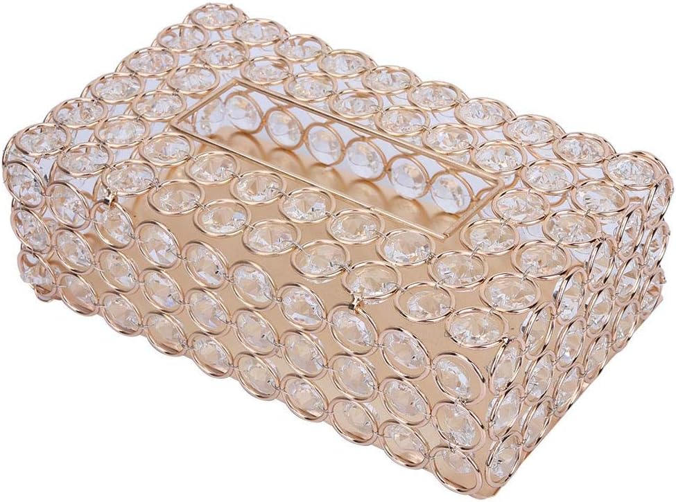 Rechteckigen Kristall Tissue Box Cover Edelstahl Serviettenkoffer für Lagerung und Wohnkultur(Gold),