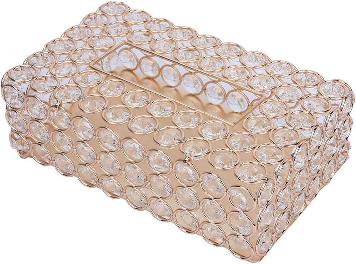 Rechteckigen Kristall Tissue Box Cover Edelstahl Serviettenkoffer für Lagerung und Wohnkultur(Gold),