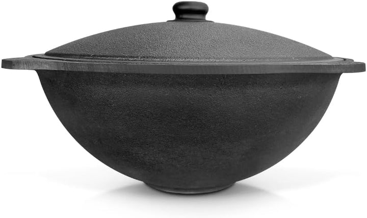 Gusseisen Kazan Uzbekisch 8L Aluminiumdeckel Schaumlöffel für Plov, 48 cm Uzbekisch Uzbekistan Kocht