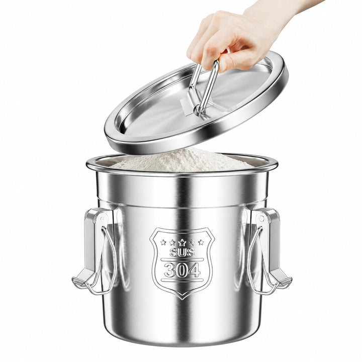 Edelstahl Getreidebehälter 6L/12L/21L/33L Edelstahl Aufbewahrungseimer mit Deckel und Griff, Küche L