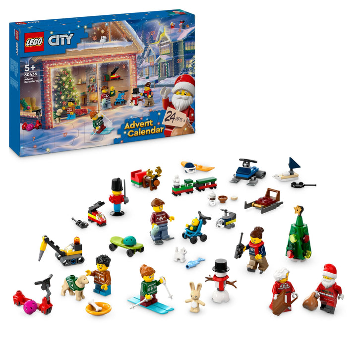 LEGO City Adventskalender 2024, Adventsgeschenk für Kinder ab 5 Jahren, 24 Überraschungen, Minifigur