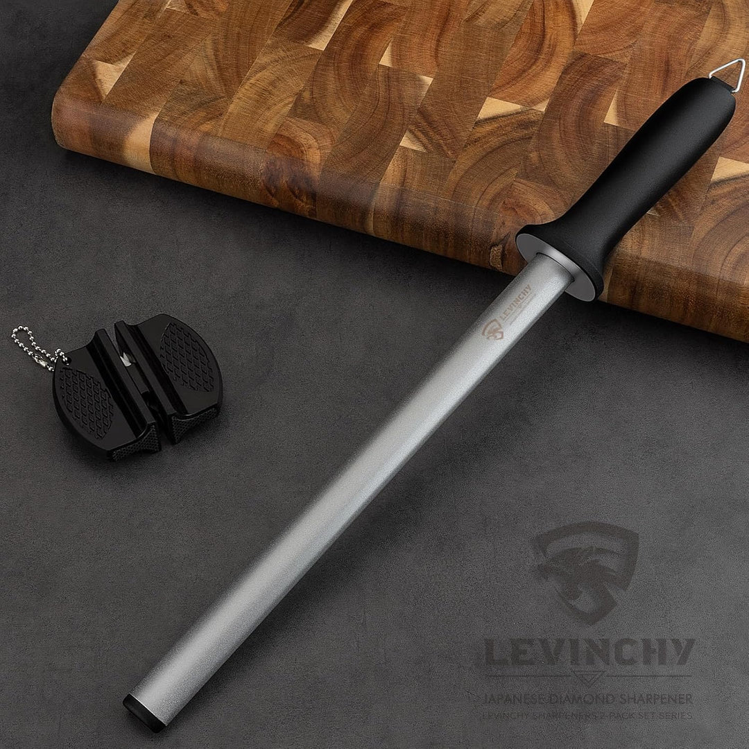 LEVINCHY Diamant-Messer-Wetzstahl, 30,5 cm, professionelle Diamantbeschichtung, Schleifstahl, Premiu