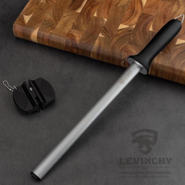 LEVINCHY Diamant-Messer-Wetzstahl, 30,5 cm, professionelle Diamantbeschichtung, Schleifstahl, Premiu