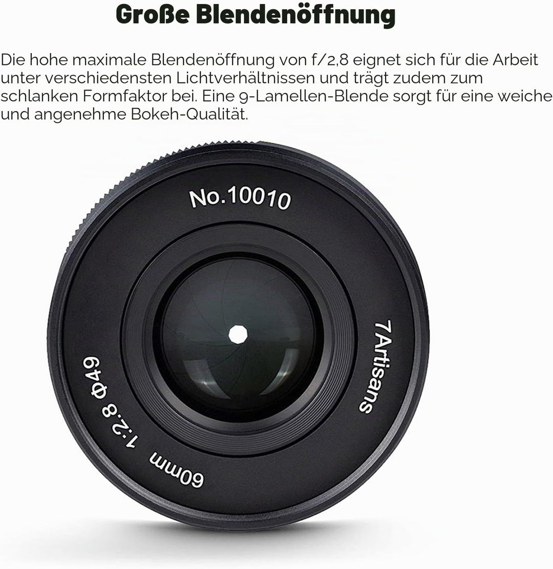7artisans 60mm F2.8 II APS-C Format Makro-Objektiv, Kompatibel mit Sony E-Mount-Kameras Kameras Sony