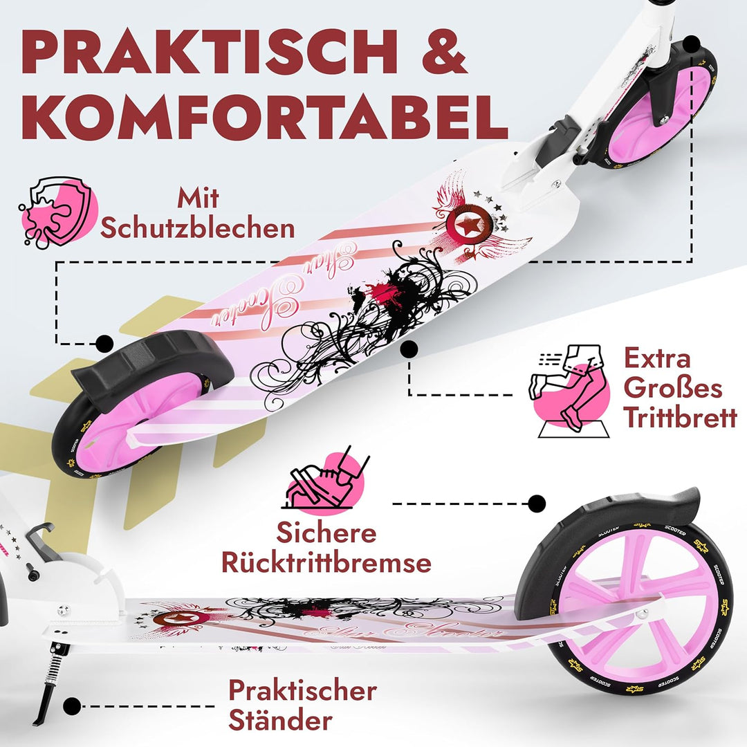 STAR SCOOTER Aluminium Kickscooter Tret City Roller für Jungen, Mädchen ab 6-7 Jahre | Big 205mm Whe