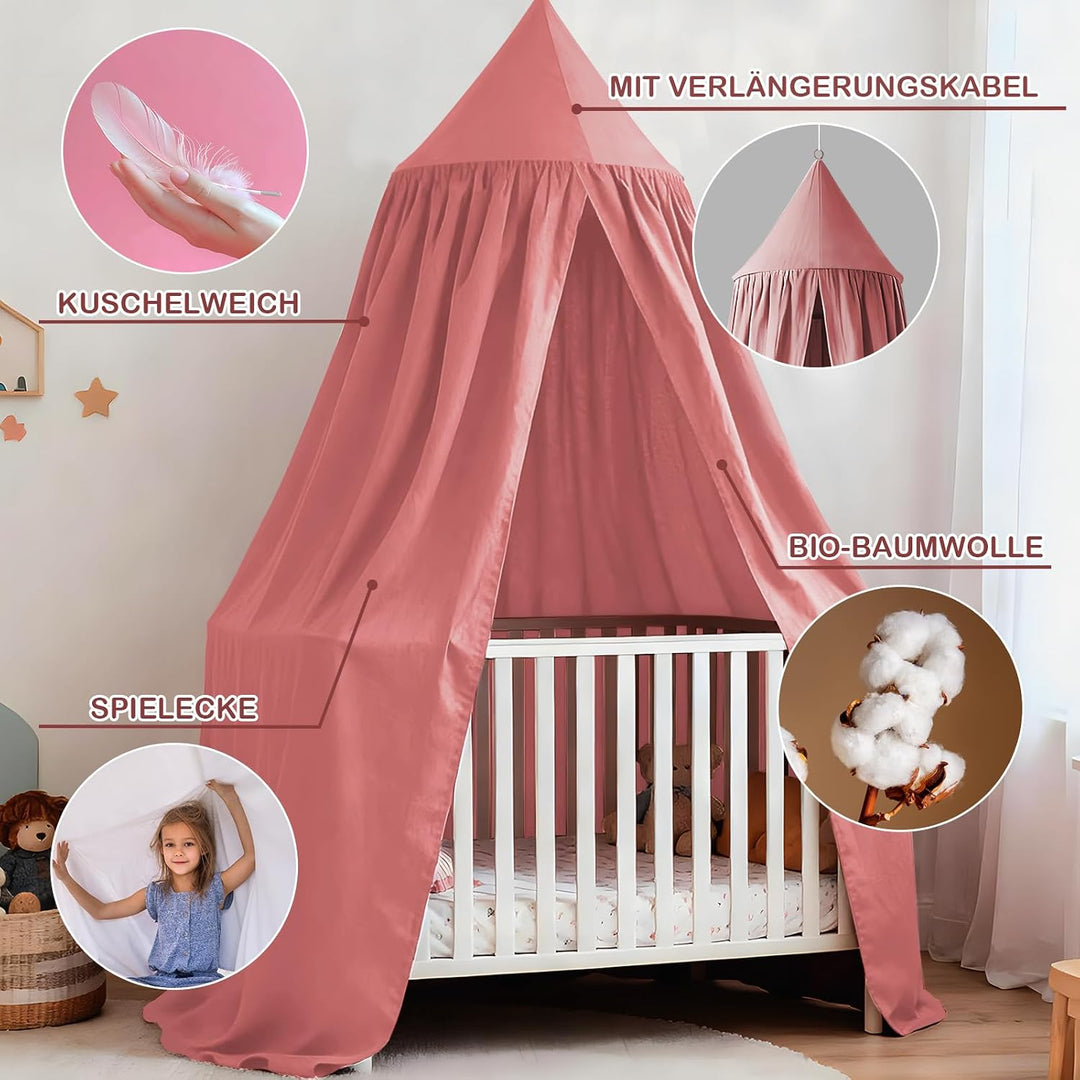 Baldachin Kinderzimmer, Betthimmel Babybett, Hängende Rund Princess Insektennetz Moskitonetz, Himmel