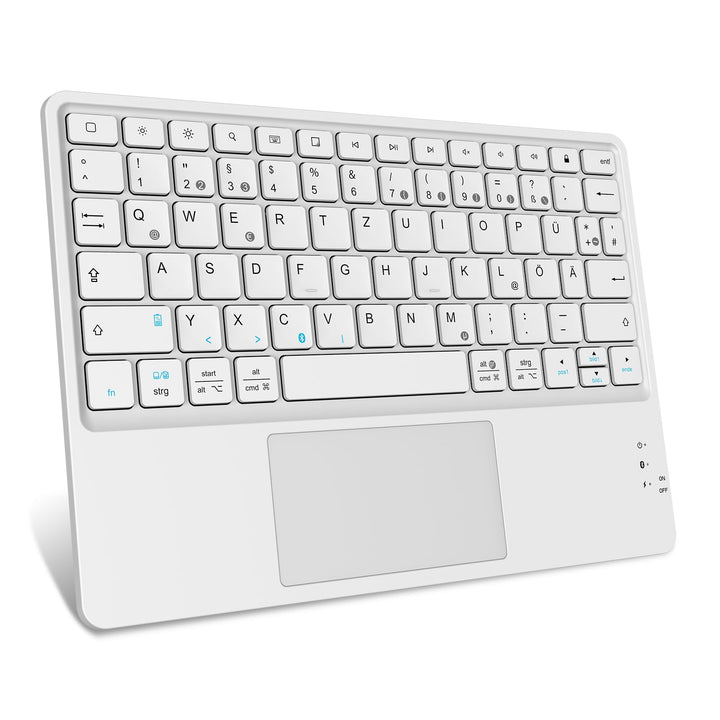 Fintie Kabellose Bluetooth Tastatur mit Touchpad, Tablet Tastatur Deutsch Layout für iPad, Samsung,