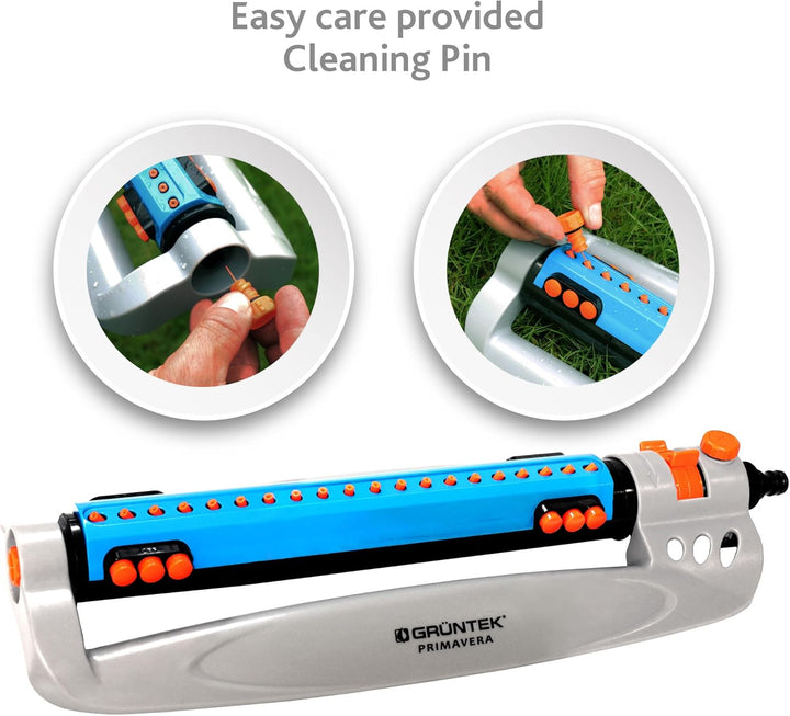 GRÜNTEK Rasensprenger bis 462 m2 für grosse Rasenflächen mit Turbo-Motor, Viereckregner Rasen-Sprink