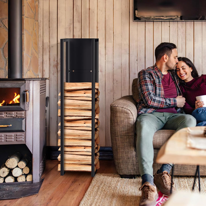 Lospitch Kaminholzregal Innen Metall Schwarz Kaminholzständer Wand Hängend Brennholz Holzhalter Bren