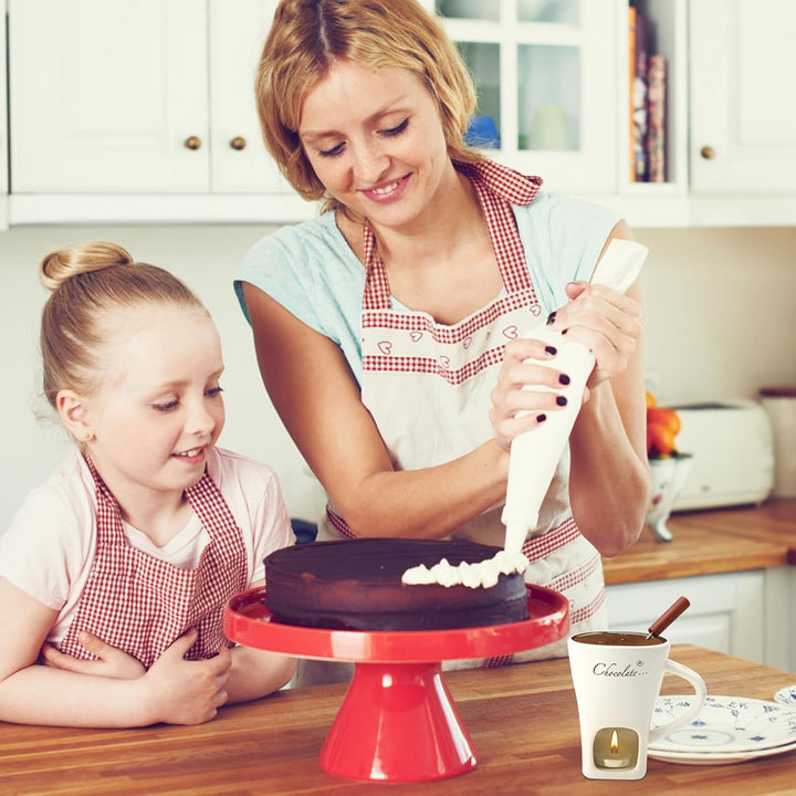 Schokofondue Tasse Keramik 130ML Schoko Fondue Cup mit Teelichthalter und Gabeln Schokoladenfondue S