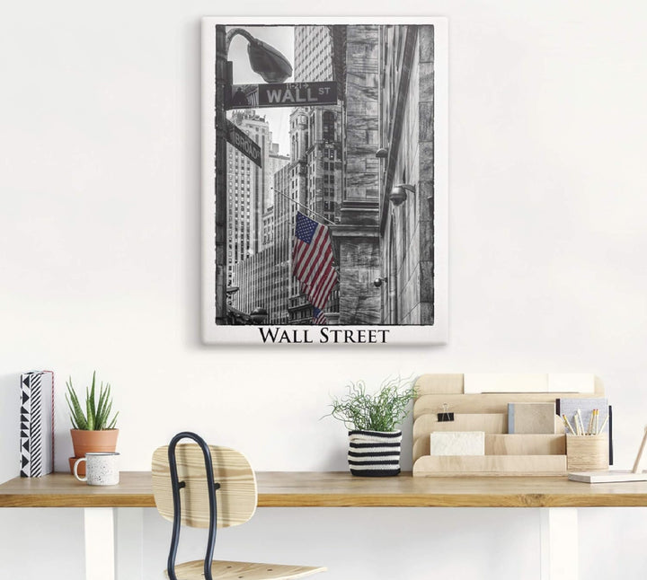 ARTland Leinwandbilder Wandbild Bild auf Leinwand 45x60 cm Wanddeko New York City Wall Street Börse