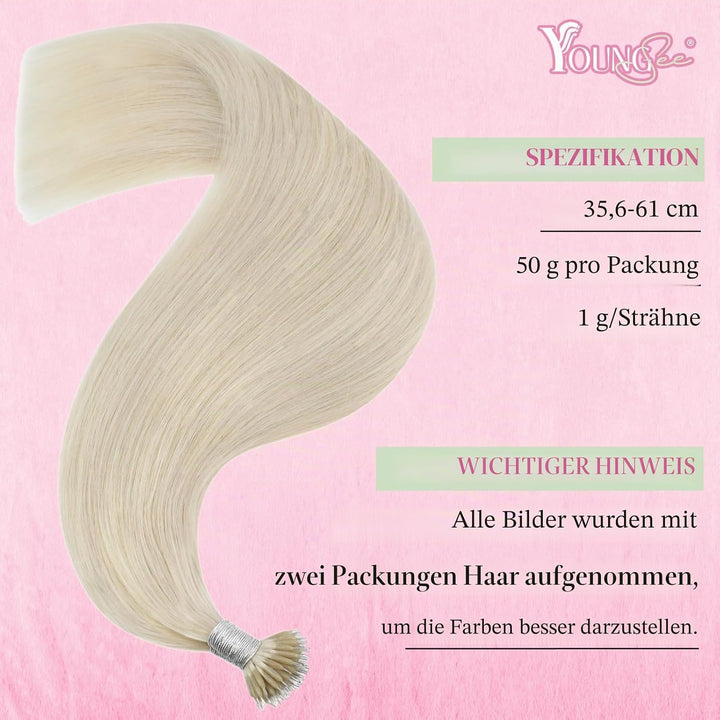 YoungSee Nanoring Extensions Echthaar Blond 60 cm Nanoring Extensions Blond Extensions Echthaar Nano