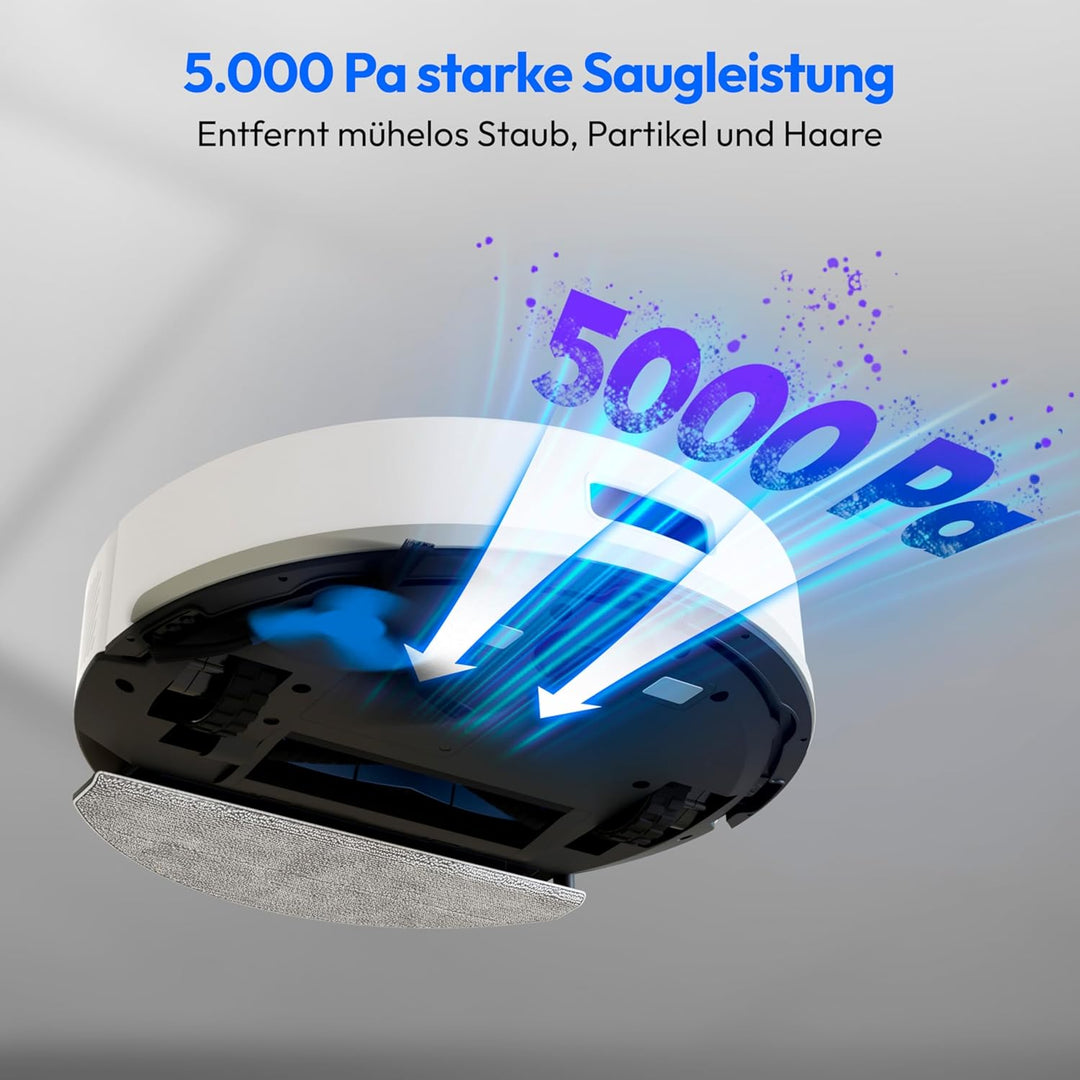 MEDION Saugroboter mit Absaugstation und Wischfunktion X22 SW+ (Lasernavigation, Starke 5000Pa Saugk