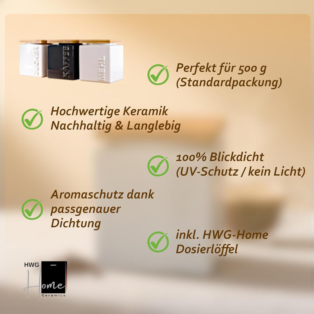 HWG-Home® Design Kaffeedose luftdicht 500g, für frisches Aroma, Anthrazit & Weiss, Kaffeebehälter au