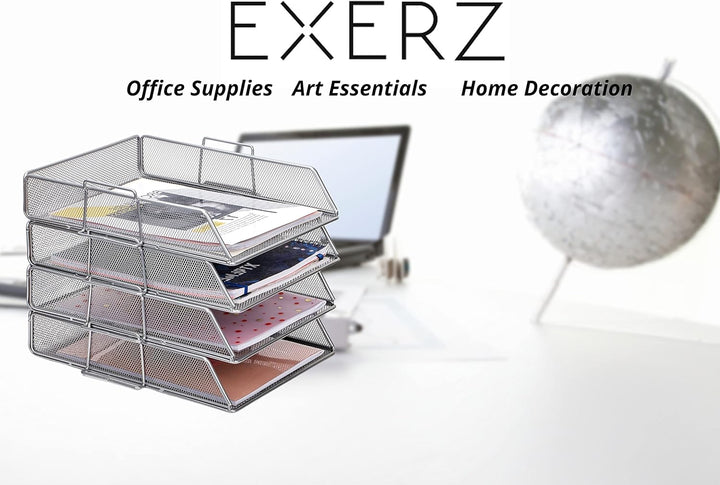 EXERZ Briefablagen 4tlg/ Papiersortierer/Schreibtisch multifunktionaler Organiser/Dateihalter für Bü