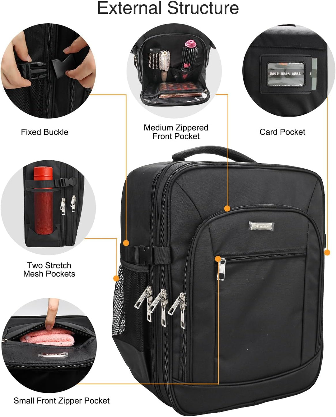 Kosmetikkoffer Rucksack Extra Grosser Beautycase Professionelle Reise Make-up Tasche für Frauen Schm