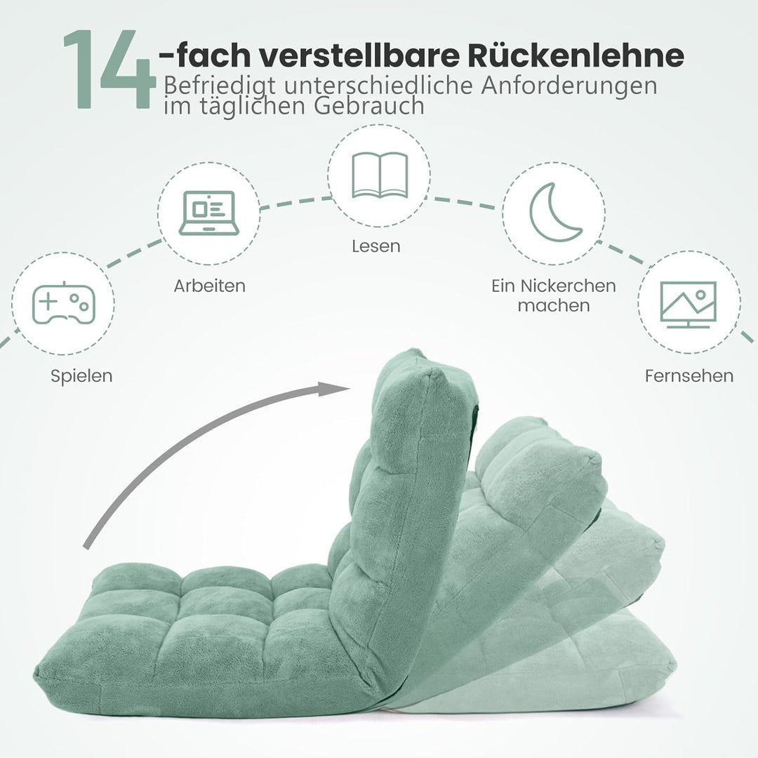 RELAX4LIFE Bodenstuhl Klappbar, Bodensessel mit Verstellbarer Rückenlehne &amp; Liegefunktion, Bodensitz