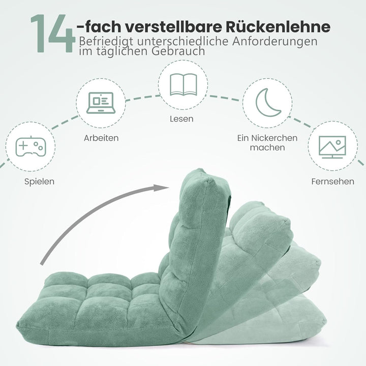 RELAX4LIFE Bodenstuhl Klappbar, Bodensessel mit Verstellbarer Rückenlehne &amp; Liegefunktion, Bodensitz