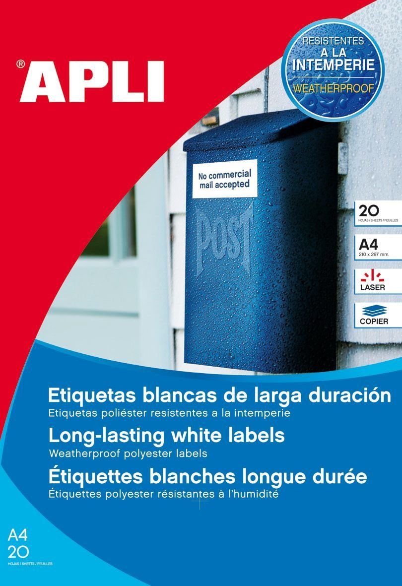 agipa 15087 Wetterfeste Folien-Etiketten, 99,1 x 67,7 mm, weiss