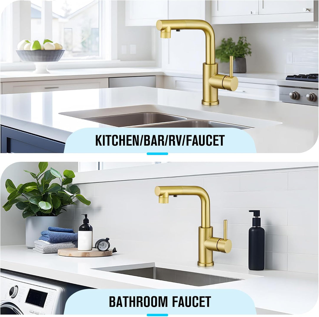 CREA Wasserhahn Küche mit 3 Funktionen Brause, Küchenarmatur mit Ausziehbarem Brause, 360° Drehbar M