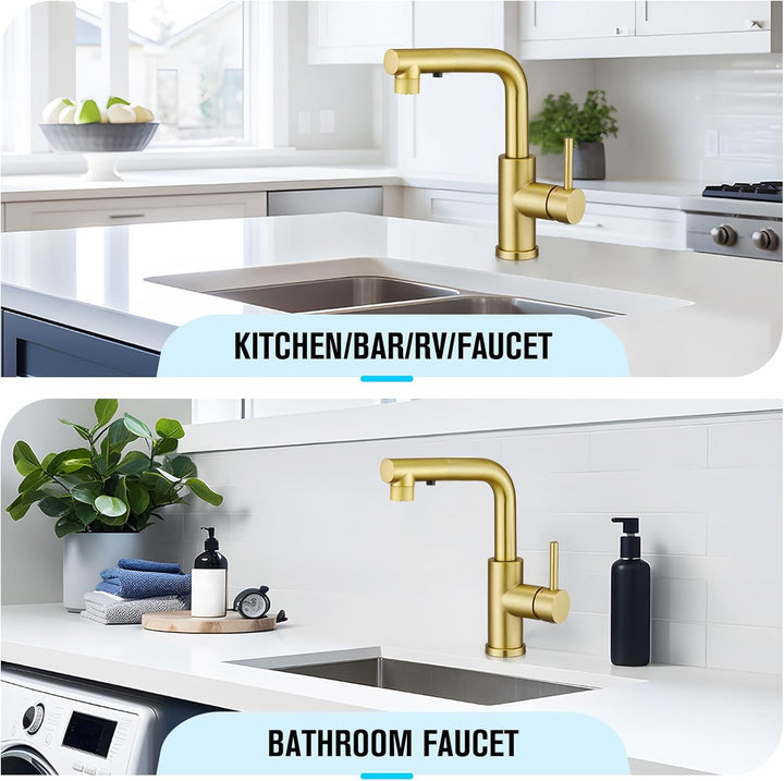 CREA Wasserhahn Küche mit 3 Funktionen Brause, Küchenarmatur mit Ausziehbarem Brause, 360° Drehbar M