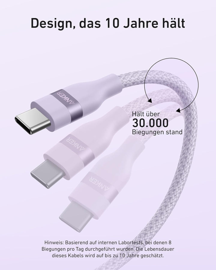 Anker Nano 240W USB C auf USB C Kabel, [1 Stück 1,8m] PD 3.0 Schnellladekabel USB C Kable, flexibel