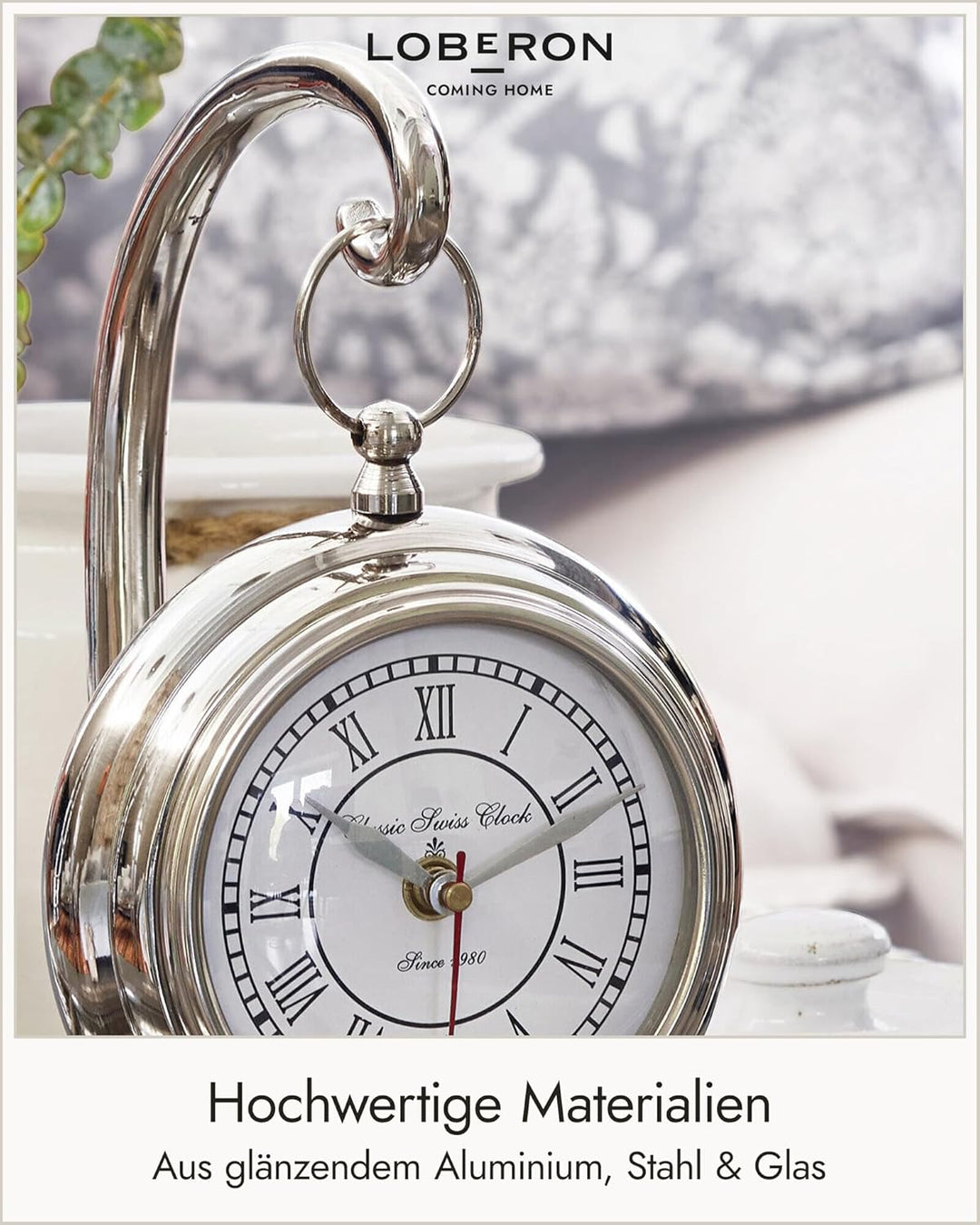 Loberon Uhr Barbe, authentische Nostalgie, dekorativer Zeitmesser, Elegantes Design, Wohn-Accessoire