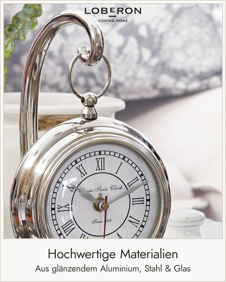 Loberon Uhr Barbe, authentische Nostalgie, dekorativer Zeitmesser, Elegantes Design, Wohn-Accessoire