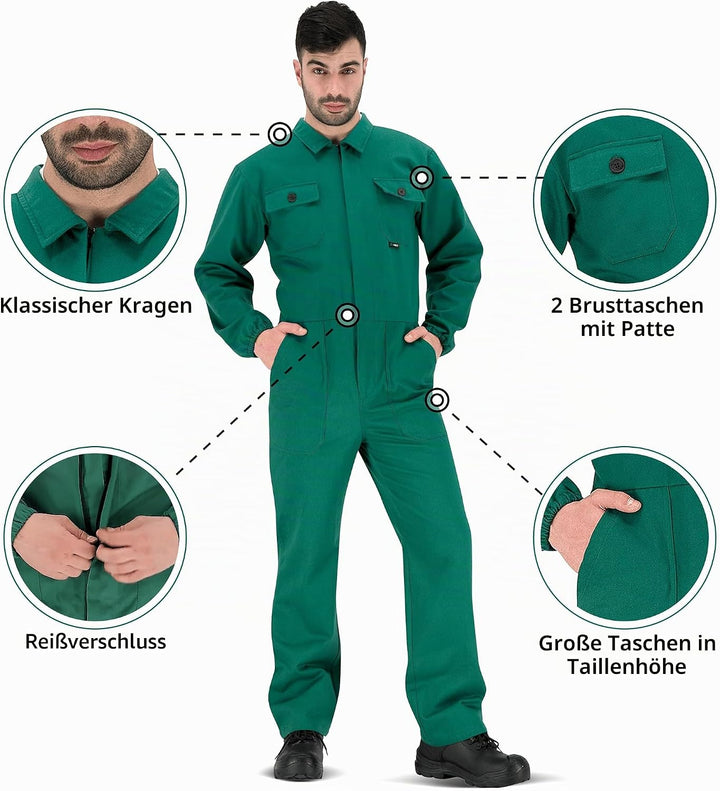 BWOLF ANAX Arbeitsoverall Herren Overall Herren Arbeitskleidung 100% Baumwolle Arbeitsoveralls mit 5