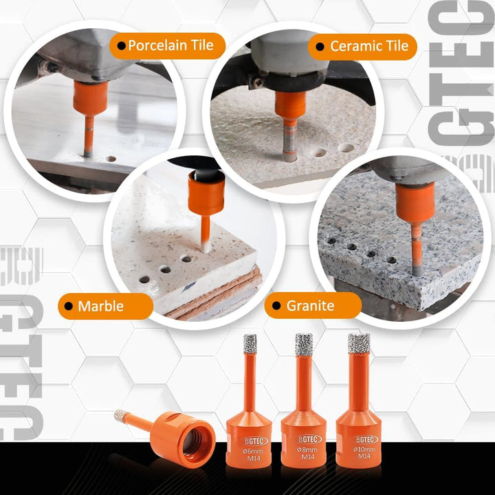 BGTEC Diamant Fliesenbohrer - 2 stücke 6MM Diamantbohrer Lochsäge mit M14 Gewinde für Fliesen Porzel