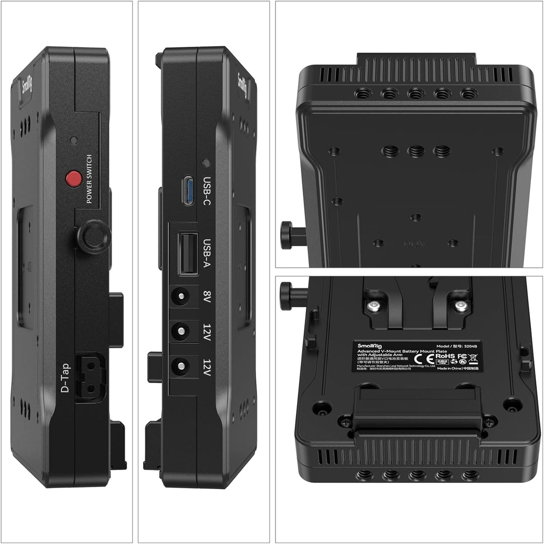 SMALLRIG V Mount Battery Adapter Plate, Adapterplatte Versorgungsverteiler mit 15mm Stangenklemme un