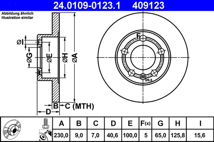ATE Original Bremsscheibe - 2 Bremsscheiben - 24.0109-0123.1 - ECE-R90 Strassenzulassung
