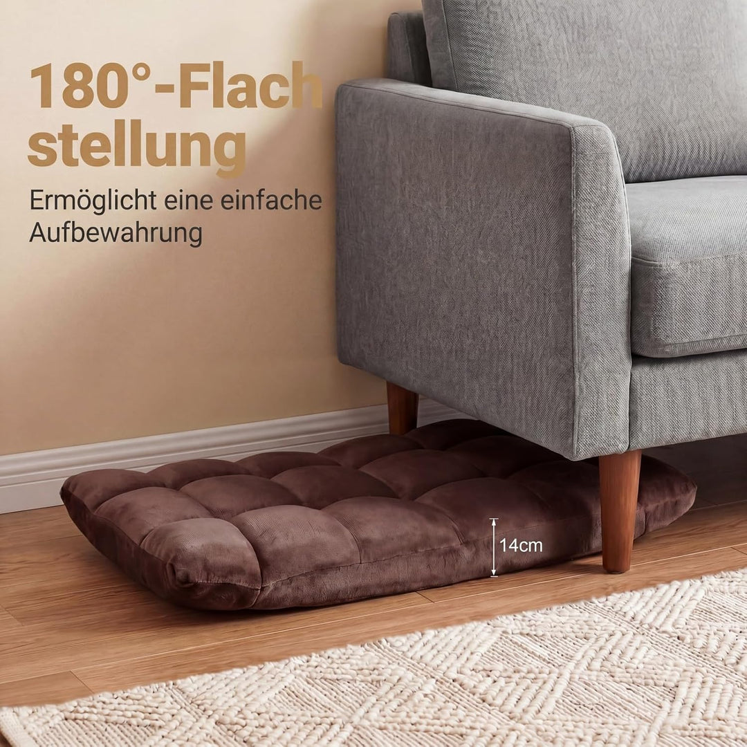 RELAX4LIFE Bodenstuhl klappbar, Bodensessel mit Liegefunktion (Kaffee) | Bodensitz mit Verstellbarer