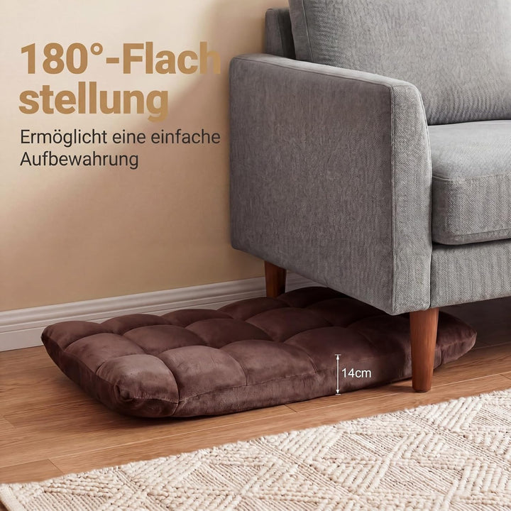 RELAX4LIFE Bodenstuhl klappbar, Bodensessel mit Liegefunktion (Kaffee) | Bodensitz mit Verstellbarer