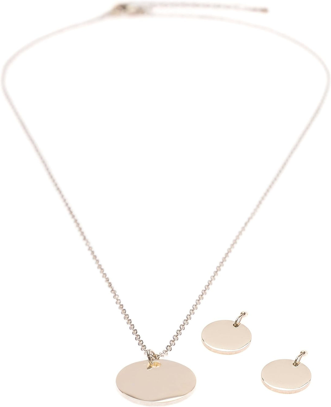 Happiness Boutique Damen Schmuckset in Rosegold | Kleine Ohrringe und Kette mit Kreisanhänger im Geo