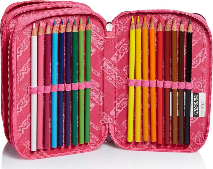 Seven Federmäppchen, Mäppchen, Mehrfarbig, Federtasche für Schreibwaren, Etui komplett mit Bleistift