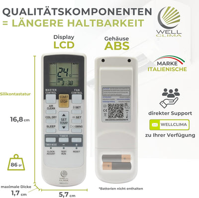 Wellclima WEC-FT1 Fernbedienung Kompatibel mit Fujitsu und General Klimaanlagen, Originaldesign, Erw