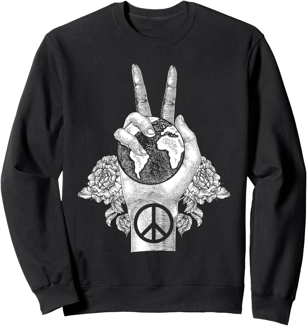 Weltfrieden Earth Day Celebration Friedenszeichen Handgeste Sweatshirt