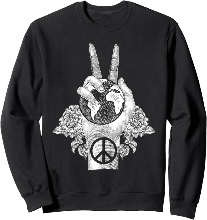 Weltfrieden Earth Day Celebration Friedenszeichen Handgeste Sweatshirt