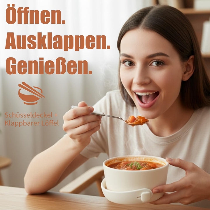 Aohcae Thermobehälter für Essen 850ml, Edelstahl, Auslaufsicher Warmhaltebehälter Essen mit Löffel &