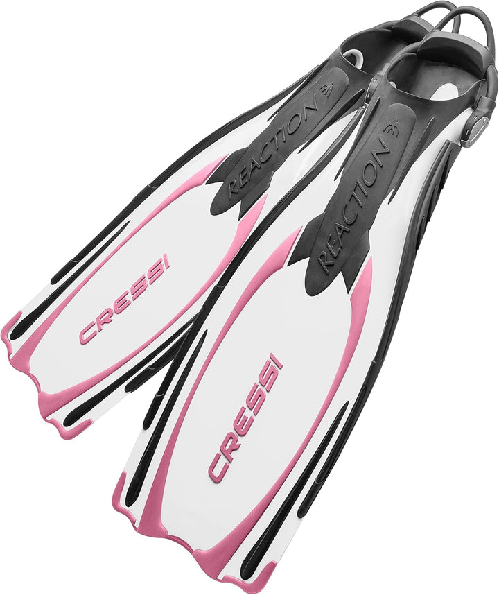 Cressi Reaction EBS Fins - Hochleistungstauchflossen mit EBS Strap XS/S (36/39) Weiss/Rosa, XS/S (36